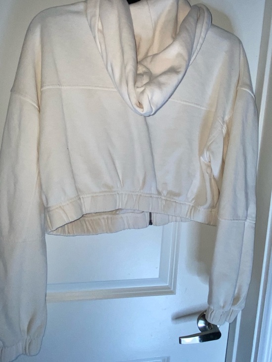 Forever 21 Cream Cropped Zip Hoodie Jacket - Picture 4 of 5